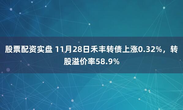 股票配资实盘 11月28日禾丰转债上涨0.32%,转股溢价率58.9%